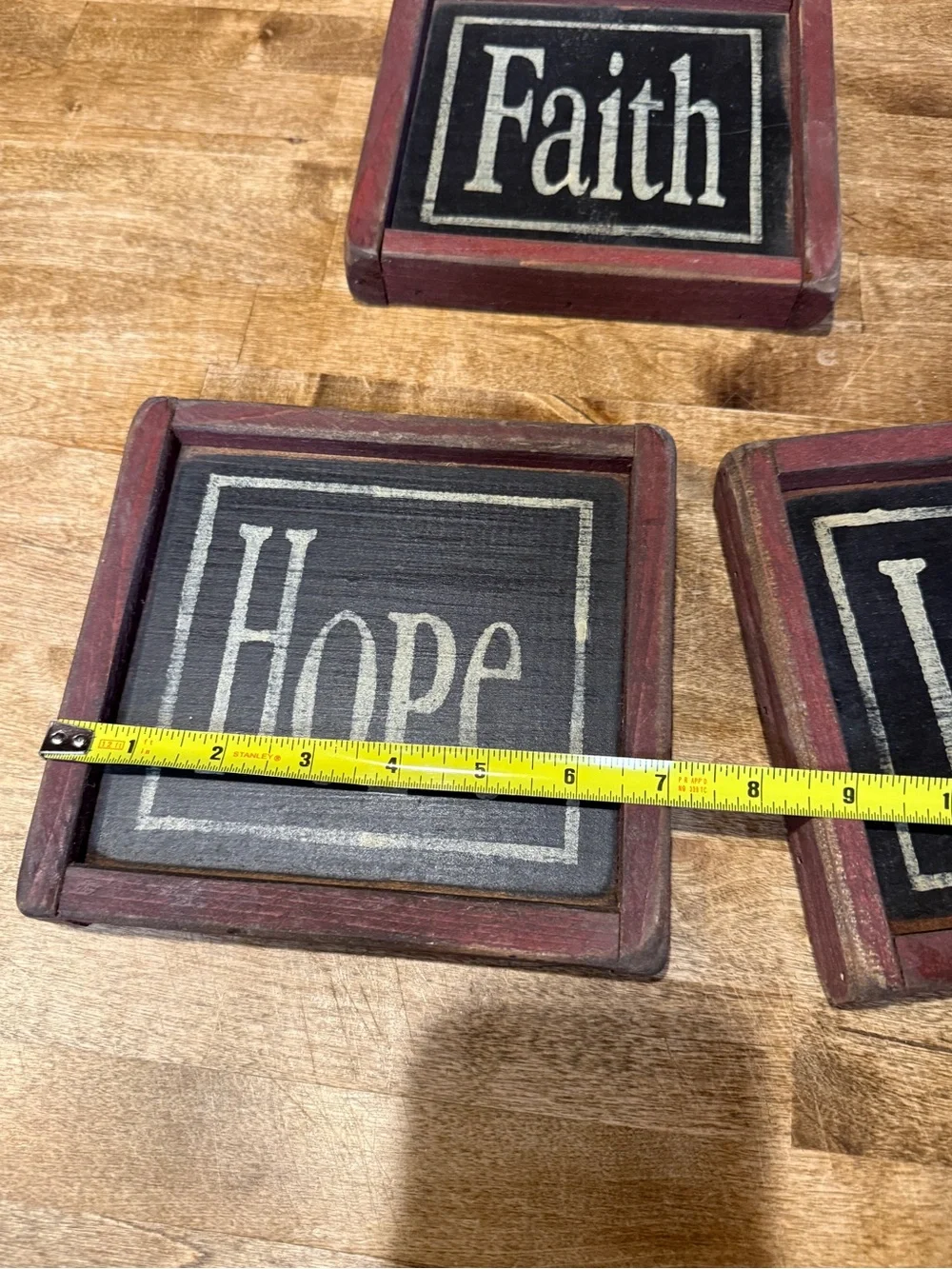 Primitive Faith Love Hope Wall Plaque Trio Signs